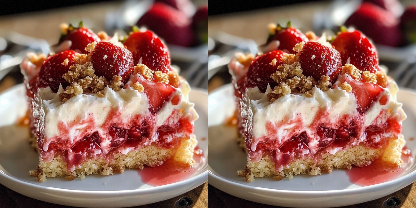 Strawberry Crunch Poke Cake